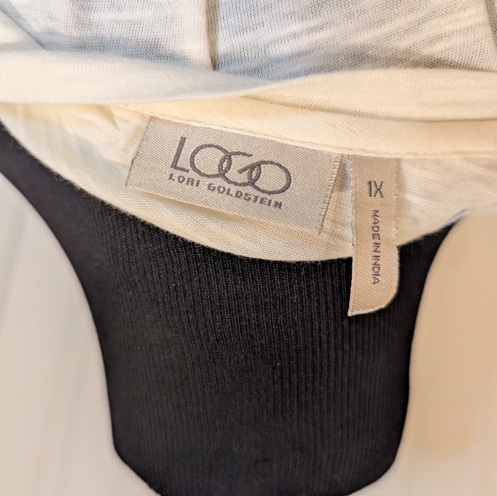 LOGO by Lori Goldstein Purple and White Striped Tunic - Picture 5 of 5